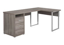 Load image into Gallery viewer, 79" Taupe and Silver L Shape Computer Desk With Two Drawers
