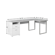 Load image into Gallery viewer, 79" Taupe and Silver L Shape Computer Desk With Two Drawers
