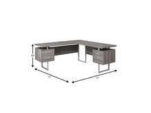 Load image into Gallery viewer, 71" Taupe and Silver L Shape Computer Desk With Three Drawers
