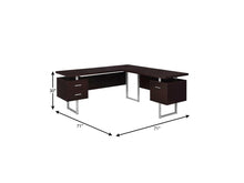 Load image into Gallery viewer, 71" Taupe and Silver L Shape Computer Desk With Three Drawers
