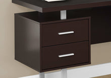 Load image into Gallery viewer, 71" Taupe and Silver L Shape Computer Desk With Three Drawers
