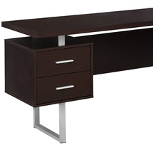 Load image into Gallery viewer, 71" Taupe and Silver L Shape Computer Desk With Three Drawers
