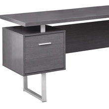 Load image into Gallery viewer, 71" Taupe and Silver L Shape Computer Desk With Three Drawers
