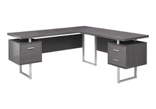 Load image into Gallery viewer, 71" Taupe and Silver L Shape Computer Desk With Three Drawers
