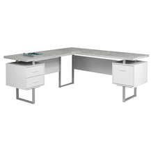 Load image into Gallery viewer, 71" Taupe and Silver L Shape Computer Desk With Three Drawers

