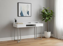 Load image into Gallery viewer, 48" Taupe and Black Writing Desk With Two Drawers
