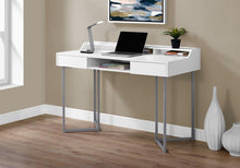 Load image into Gallery viewer, 48" Taupe and Black Writing Desk With Two Drawers
