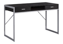 Load image into Gallery viewer, 48" Dark Brown and Silver Computer Desk With Two Drawers
