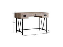 Load image into Gallery viewer, 47" Taupe and Black Computer Desk With Three Drawers
