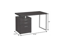 Load image into Gallery viewer, 47" Gray and Silver Computer Desk With Three Drawers
