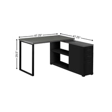 Load image into Gallery viewer, 47" White and Silver L Shape Computer Desk With Three Drawers
