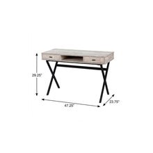 Load image into Gallery viewer, 47" White and Silver Computer Desk With Two Drawers
