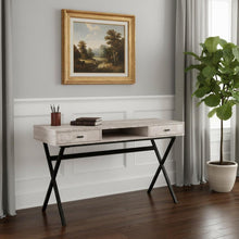 Load image into Gallery viewer, 47" White and Silver Computer Desk With Two Drawers
