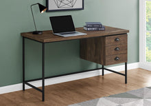 Load image into Gallery viewer, 55" Brown and Black Computer Desk With Three Drawers
