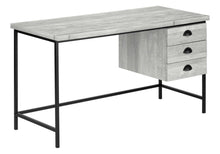 Load image into Gallery viewer, 55" Gray and Black Computer Desk With Three Drawers
