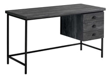 Load image into Gallery viewer, 55" Gray and Black Computer Desk With Three Drawers
