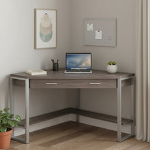 Load image into Gallery viewer, 42" Taupe and Silver Corner Computer Desk

