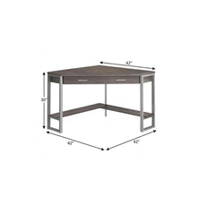 Load image into Gallery viewer, 42" Taupe and Silver Corner Computer Desk
