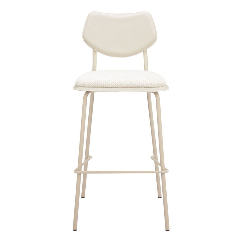 Fabric Faux Leather Bar Height Bar Chairs (Set of 4) - Light Gray