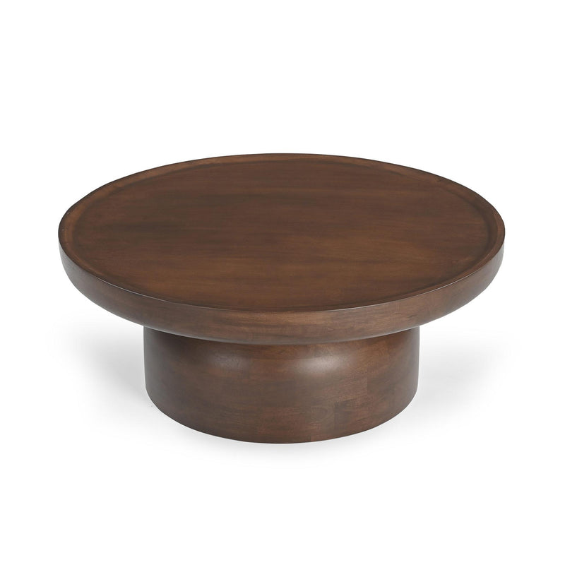 Solid Wood Round Drum Coffee Table - Brown