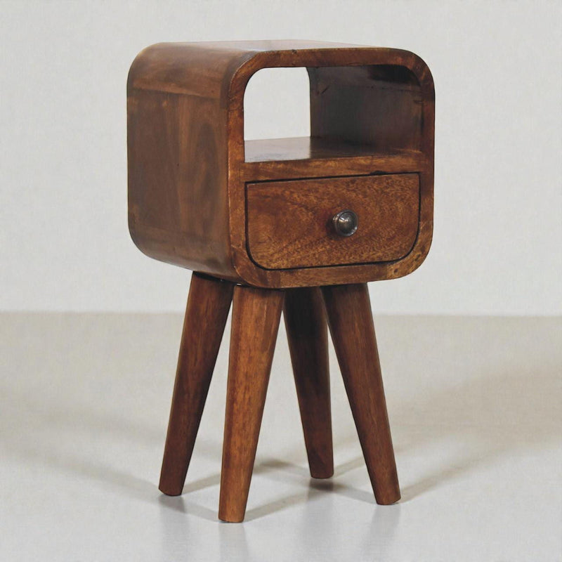 16" Solid Wood Oval One Drawer Nightstand - Chestnut