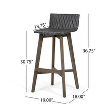 Load image into Gallery viewer, Equinox - Outdoor Barstool With Rattan Wicker Top And X Stretcher Frame (Set of 2)
