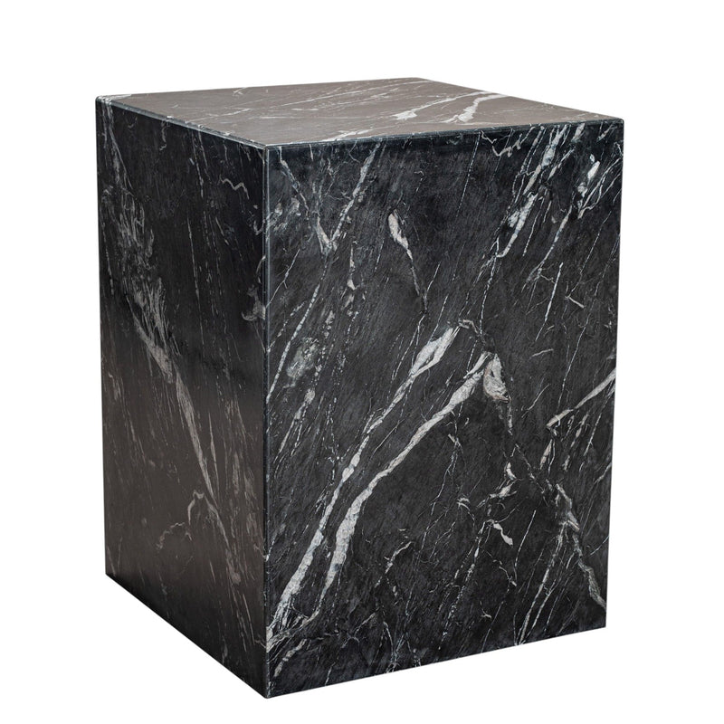 20" Marble Square Block End Table - Black