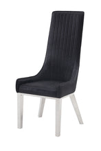 Load image into Gallery viewer, Glam Upholstered Faux Leather Dining Side Chairs (Set of 2) - Black / Silver
