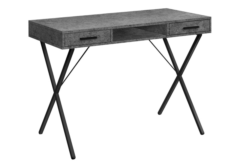 42" Wood And Metal x-Shape Computer Desk With Two Drawers - Gray And Black