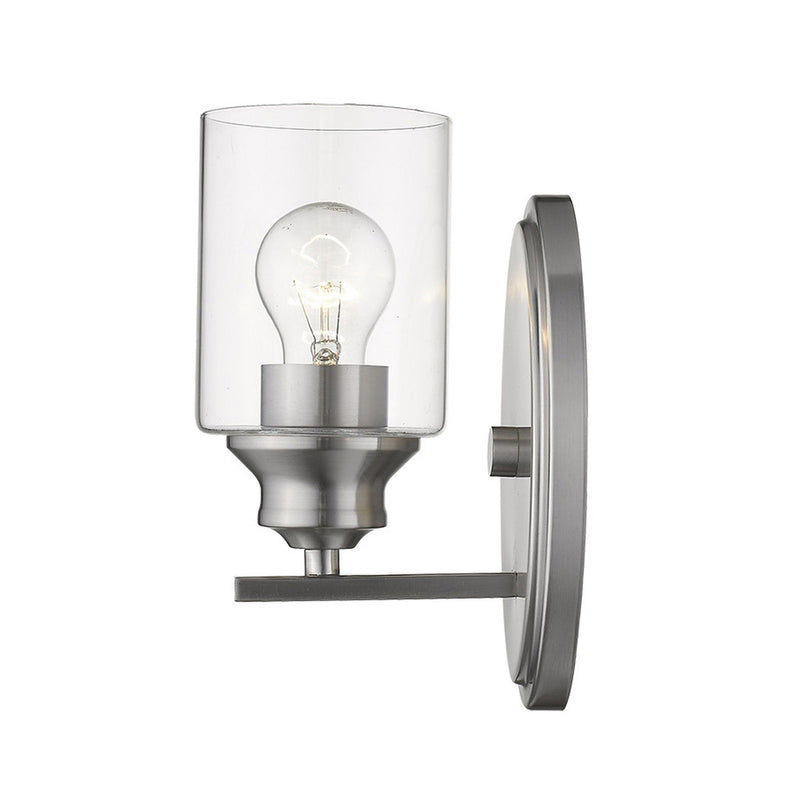 One Light Wall Light With Clear Glass Shade - Silver