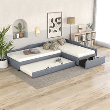 Load image into Gallery viewer, Upholstered Double Daybed With Trundle And Drawer

