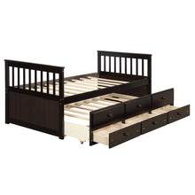 Load image into Gallery viewer, TOPMAX Captain&#39;s Bed Twin Daybed with Trundle Bed and Storage Drawers, Espresso
