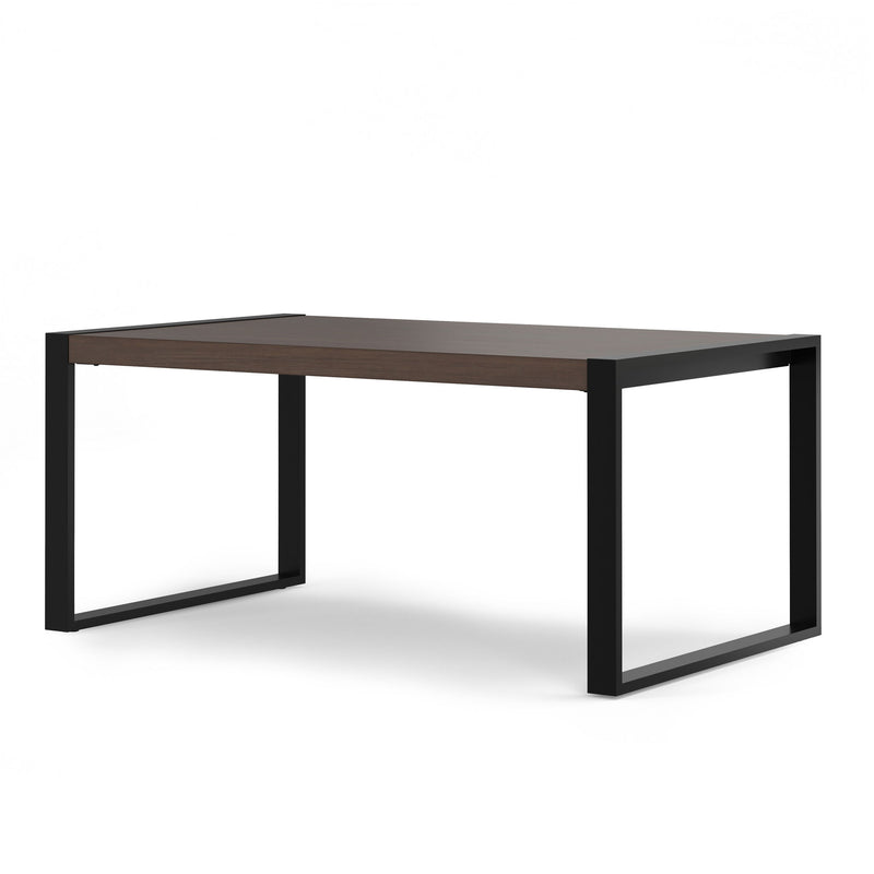 66" Solid Wood Iron Frame Base Dining Table - Gray / Black
