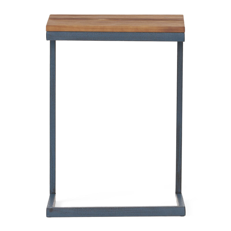 Wood Iron End Table (727053) - Walnut / Black