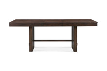 Load image into Gallery viewer, 84" Wood Self-Storing Leaf Trestle Base Extension Dining Table - Dark Brown
