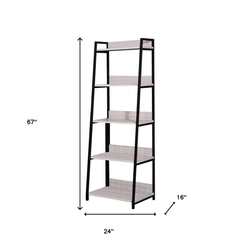 Five Tier Ladder Bookcase (486299) - Natural / Black