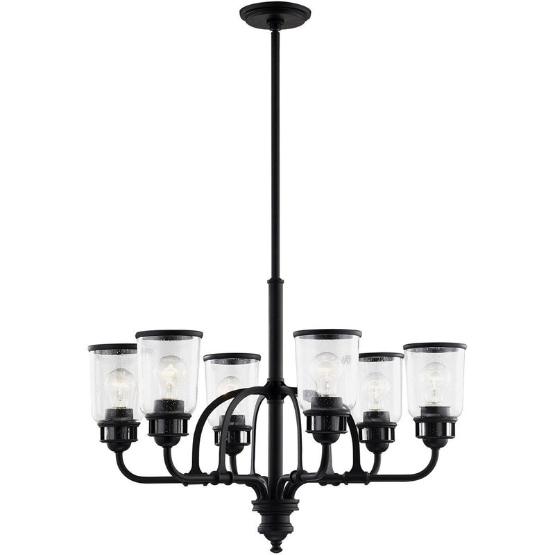 27'' Six Light Dimmable Chandelier With Shades - Black