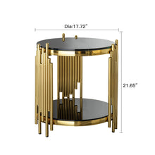Load image into Gallery viewer, Elegant Round Table With Double Layer Tempered Glass Top And Stainless Steel Frame For Living Room
