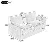 Load image into Gallery viewer, Modern Loveseat Sofa, Upholstered Couch With Side Storage Pockets
