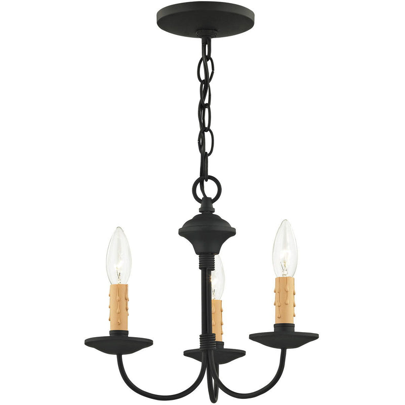 11" Three Light Dimmable Chandelier With Shades - Black