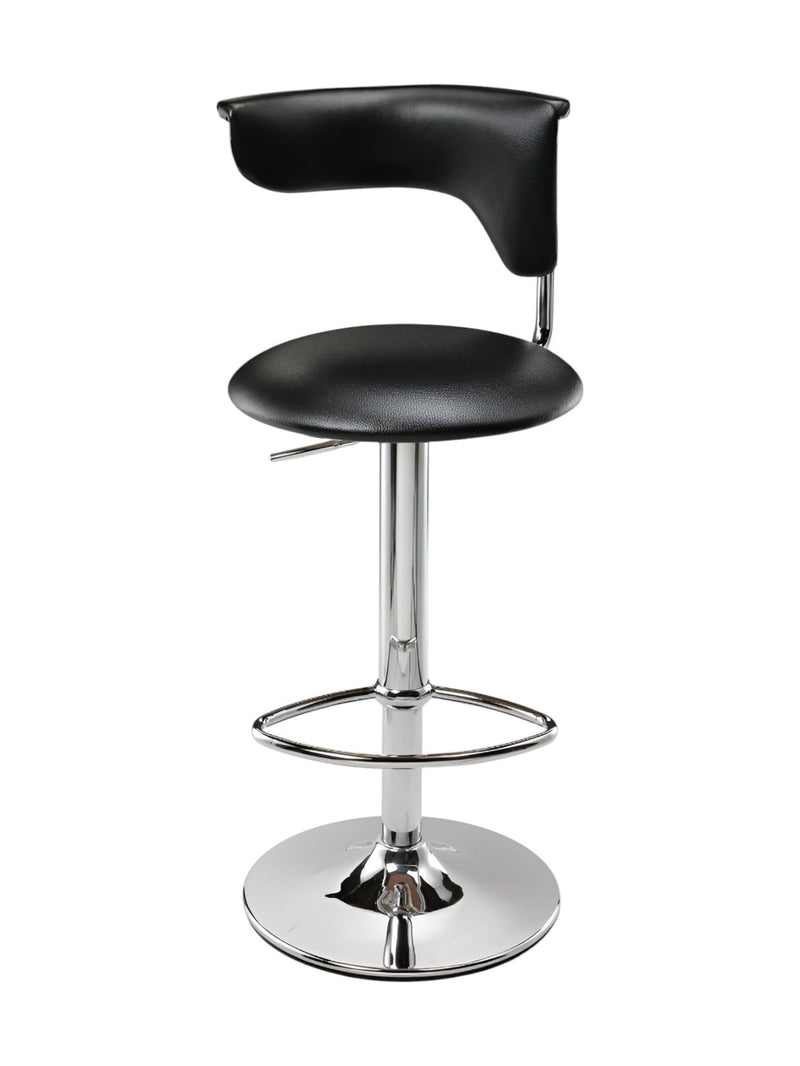 Faux Leather And Metal Low Back Adjustable Height Bar Chair (555039) - Black And Silver