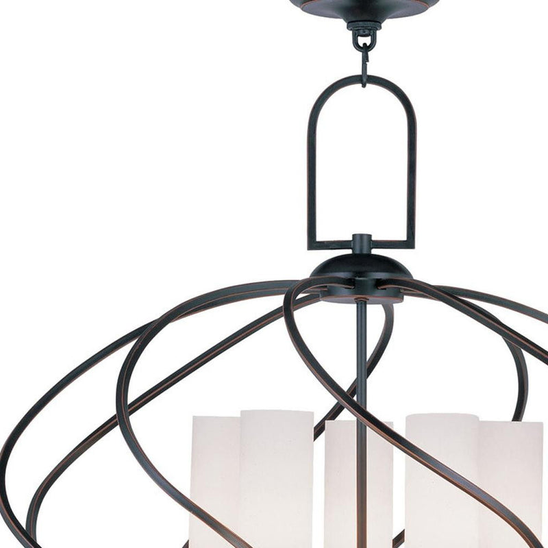 24'' Five Light Dimmable Chandelier With Shades - Bronze