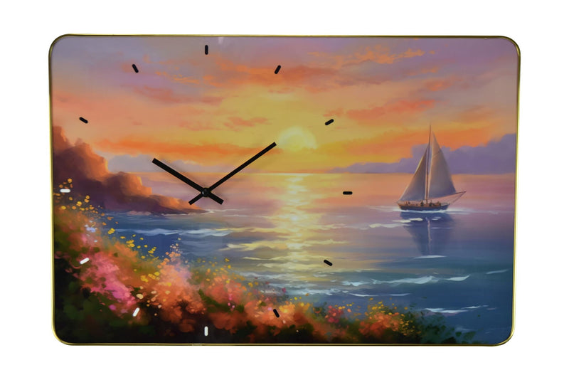 Silent Analog Wall Clock (626577) - Yellow / Blue / Orange
