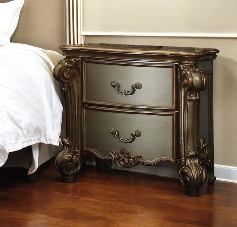 30" Wood Two Drawer Nightstand - Bone