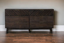 Load image into Gallery viewer, Solid Six Drawer Double Dresser - Dark Brown
