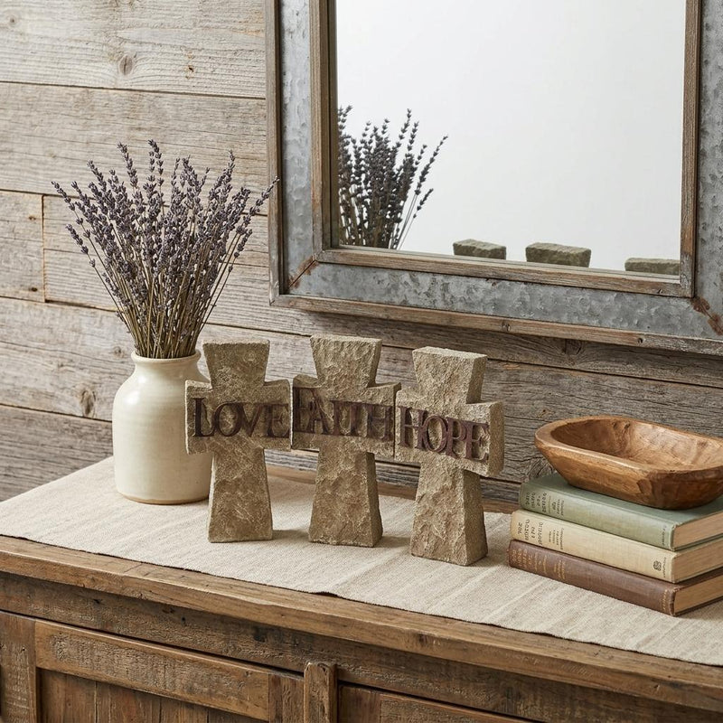 Cross Statue Tabletop Sculpture (Set of 3) - Gray
