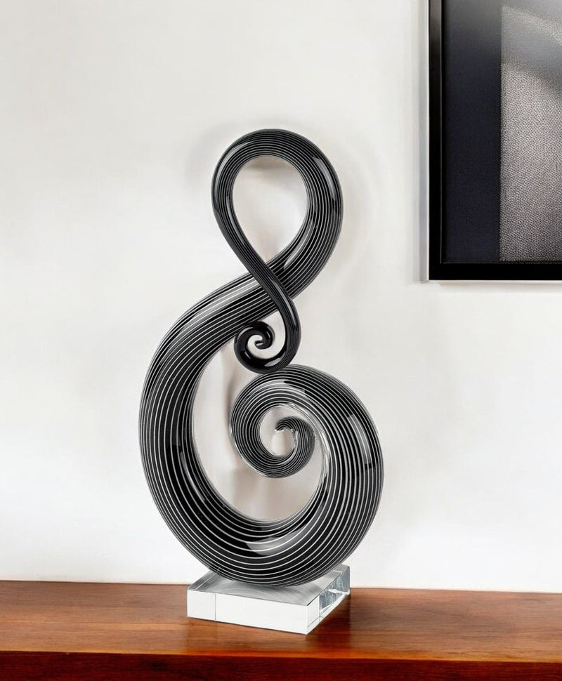 Murano Modern Abstract Tabletop Sculpture - Black / White