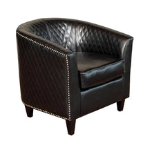 Load image into Gallery viewer, Faux Leather Club Chair With Nailhead Trim - Black
