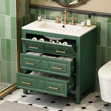 Load image into Gallery viewer, Retro Bathroom Vanity With Sink Combo, Free Standing Single Set With 3 Drawers

