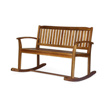 Load image into Gallery viewer, Outdoor Rocking Loveseat With Acacia Wood Frame - Natural
